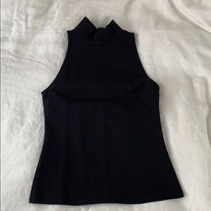 Black fitted turtleneck tank